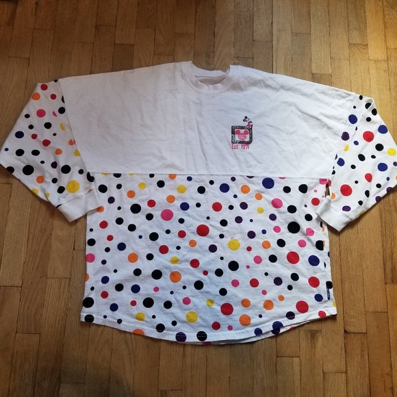 Disney Tops - Walt Disney World WDW Minnie Mouse Pink and White Polka Dot Spirit Jersey